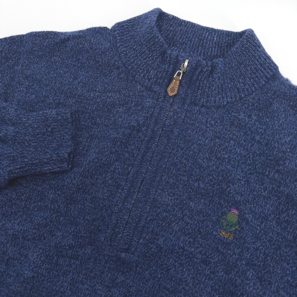 Donald Ross Sportswear Sweater Men XL Blue Wool Blend 1/4 Zip Pullover Golf Logo